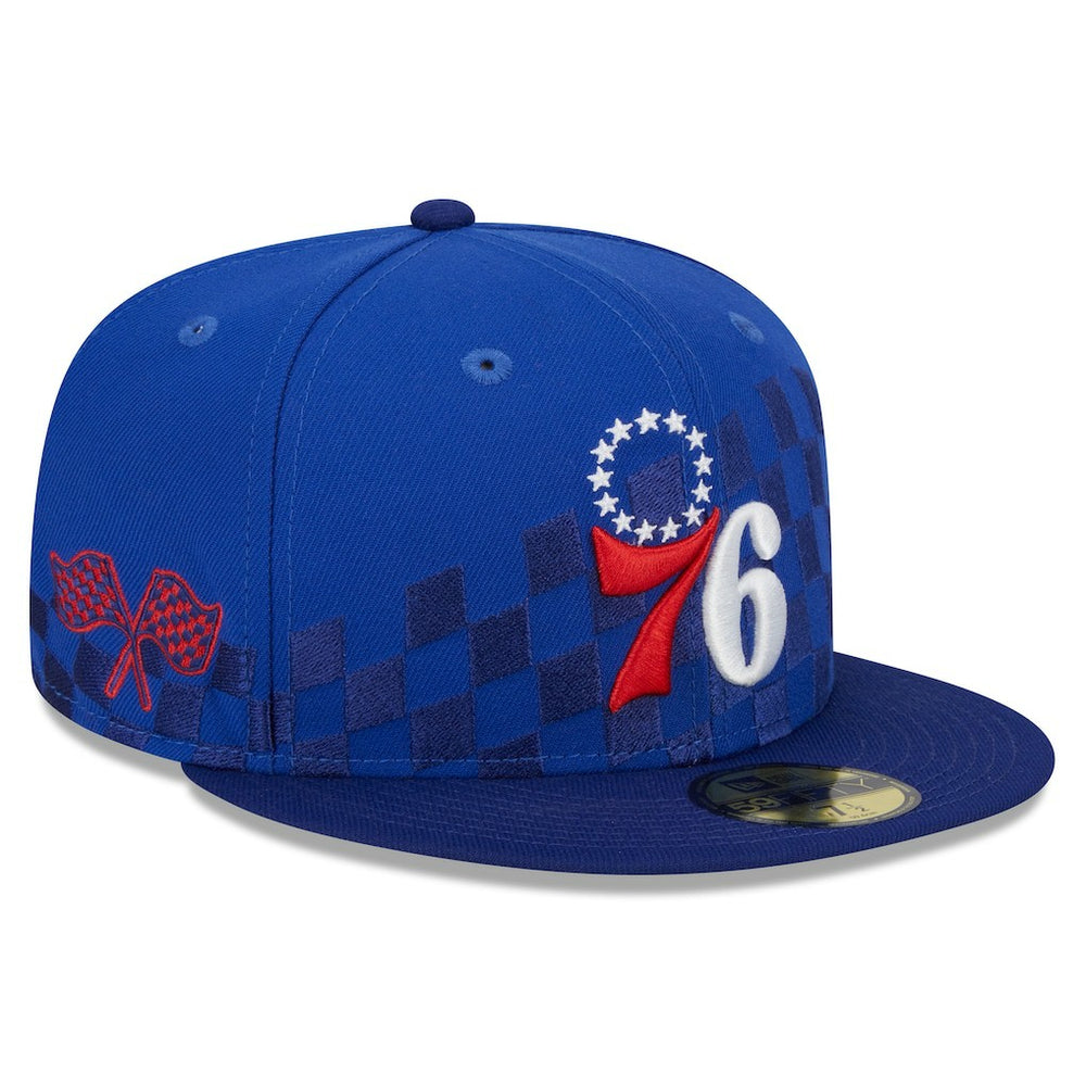 Philadelphia 76ers Rally Drive Checkerboard 59FIFTY Crown Fitted Hat Royal