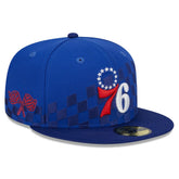 Philadelphia 76ers Rally Drive Checkerboard 59FIFTY Crown Fitted Hat Royal