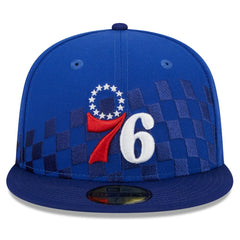 Philadelphia 76ers Rally Drive Checkerboard 59FIFTY Crown Fitted Hat Royal