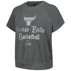 Chicago Bulls The Wild Collective Women's Embroidered Fleece Raglan Short Sleeve Pullover Sweatshirt Gray
