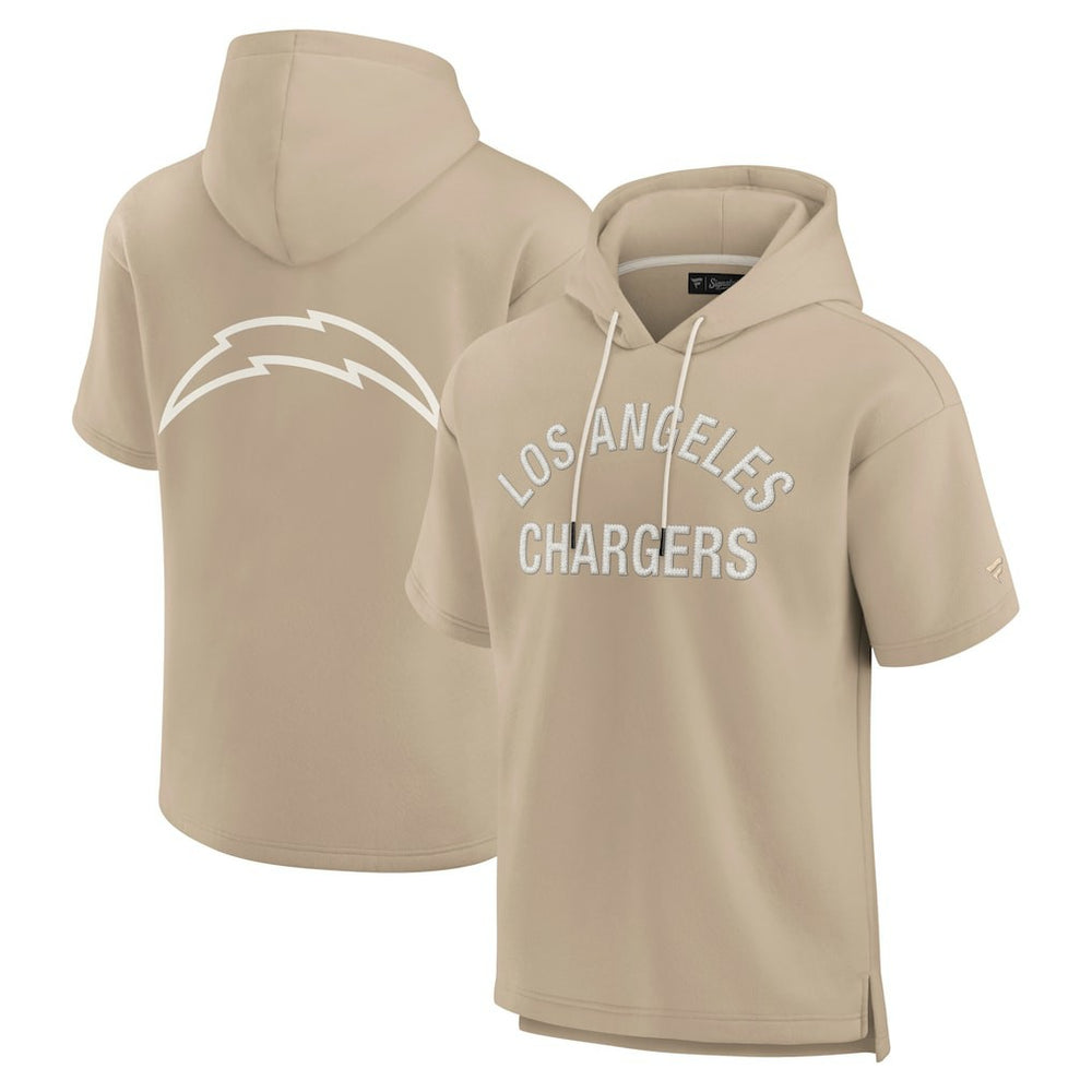 Los Angeles Chargers Unisex Elements Super Soft Fleece Short Sleeve Pullover Hoodie Khaki