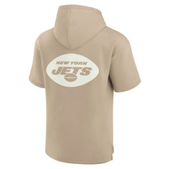 New York Jets Unisex Elements Super Soft Fleece Short Sleeve Pullover Hoodie Khaki