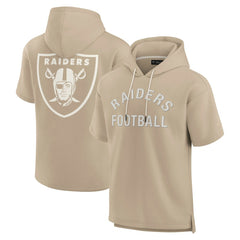 Las Vegas Raiders Unisex Elements Super Soft Fleece Short Sleeve Pullover Hoodie Khaki