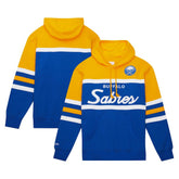 NHL Buffalo Sabres Mitchell & Ness Head Coach Pullover Hoodie - Royal/Gold