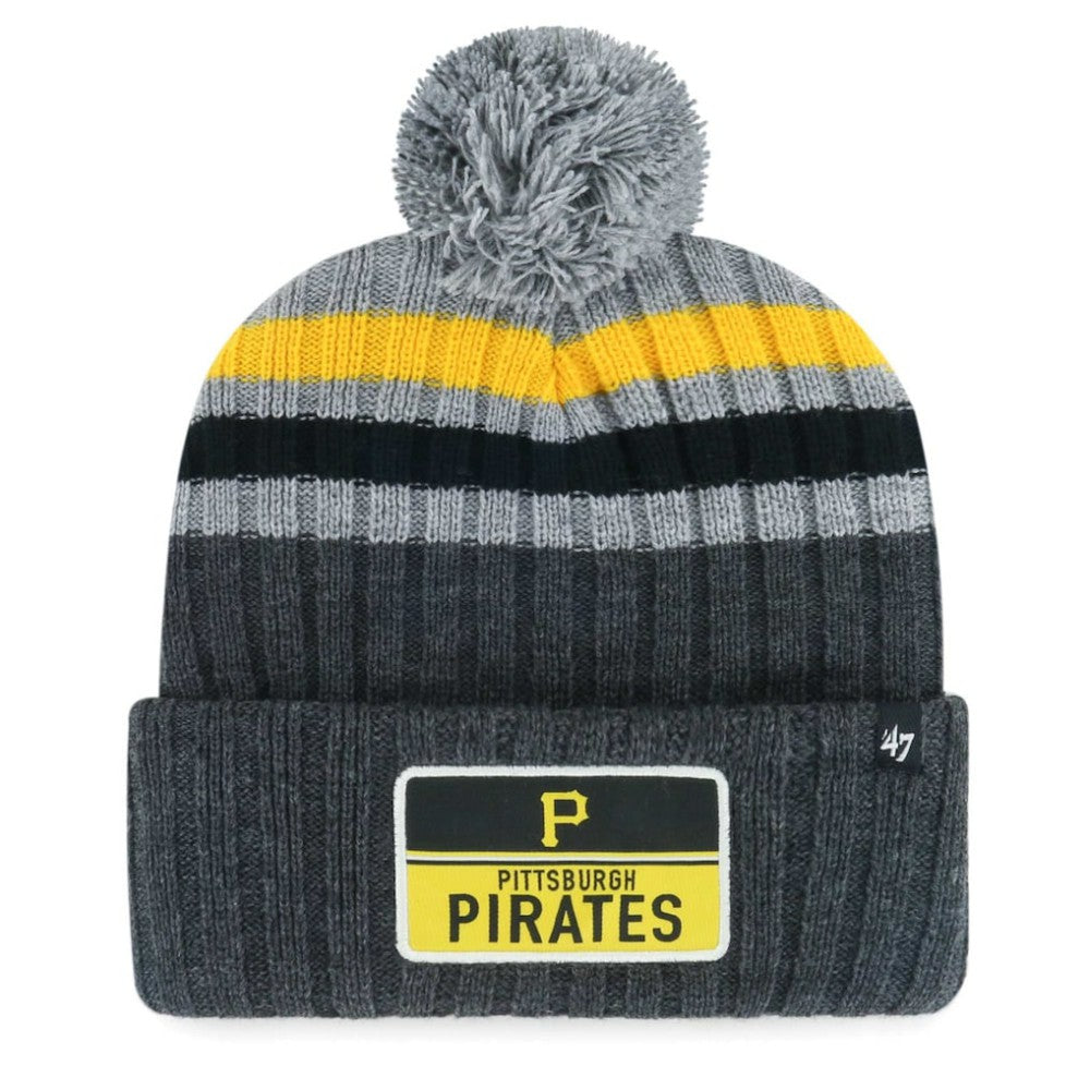 Pittsburgh Pirates '47 Stack Cuffed Knit Hat with Pom - Gray Hats