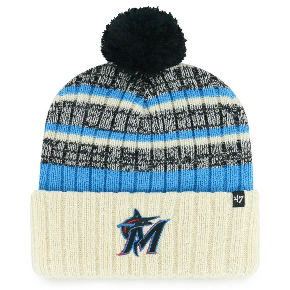 Miami Marlins '47 Tavern Cuffed Knit Hat with Pom - Natural Hats
