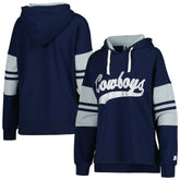 Dallas Cowboys Starter Women's Bump And Run Long Sleeve Hoodie T-Shirt Navy