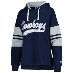 Dallas Cowboys Starter Women's Bump And Run Long Sleeve Hoodie T-Shirt Navy