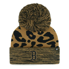 Boston Red Sox '47 Women's Leopard Rosette Cuffed Knit Hat with Pom Hats