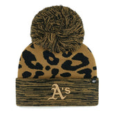 Athletics '47 Women's Leopard Rosette Cuffed Knit Hat with Pom Hats