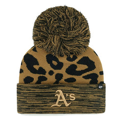 Athletics '47 Women's Leopard Rosette Cuffed Knit Hat with Pom Hats