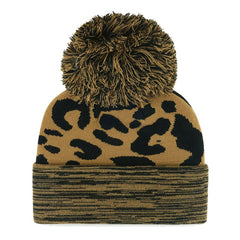 Athletics '47 Women's Leopard Rosette Cuffed Knit Hat with Pom Hats