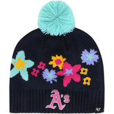 Athletics '47 Girls Youth Buttercup Knit Beanie with Pom - Navy