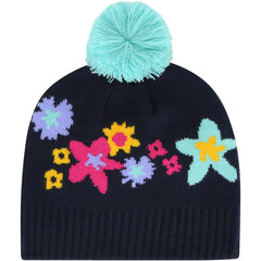 Athletics '47 Girls Youth Buttercup Knit Beanie with Pom - Navy