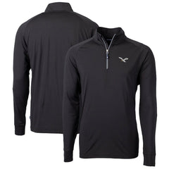 Philadelphia Eagles Cutter & Buck Gridiron Classics Big & Tall Adapt Eco Knit Stretch Recycled Quarter-Zip Pullover Top Black