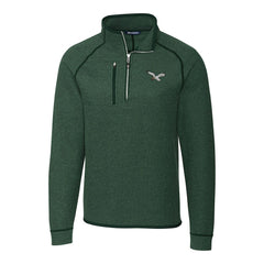 Philadelphia Eagles Cutter & Buck Gridiron Classics Big & Tall Mainsail Sweater-Knit Half-Zip Pullover Jacket Heather Green