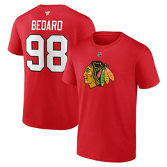 NHL Connor Bedard Chicago Blackhawks Fanatics Authentic Stack Name & Number T-Shirt - Red