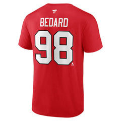 NHL Connor Bedard Chicago Blackhawks Fanatics Authentic Stack Name & Number T-Shirt - Red