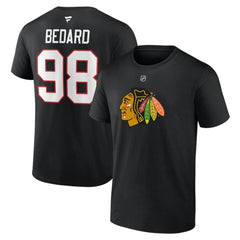 NHL Connor Bedard Chicago Blackhawks Fanatics Authentic Stack Name & Number T-Shirt - Black
