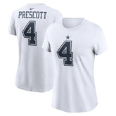 Dak Prescott Dallas Cowboys Women's Player Name & Number T-Shirt White