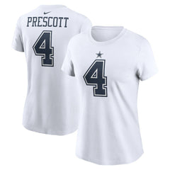 Dak Prescott Dallas Cowboys Women's Player Name & Number T-Shirt White