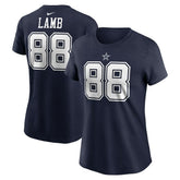 CeeDee Lamb Dallas Cowboys Women's Player Name & Number T-Shirt Navy