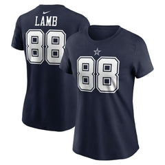 CeeDee Lamb Dallas Cowboys Women's Player Name & Number T-Shirt Navy