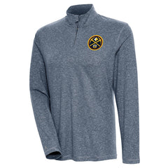 Denver Nuggets Antigua Women's Confront Quarter-Zip Pullover Top Heather Navy