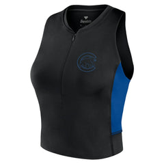 Chicago Cubs Fanatics Women's Studio Half-Zip Fitted Gym Tank Top - Black Tanks