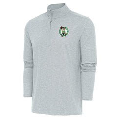 Boston Celtics Antigua Hunk Quarter-Zip Pullover Top Heather Gray