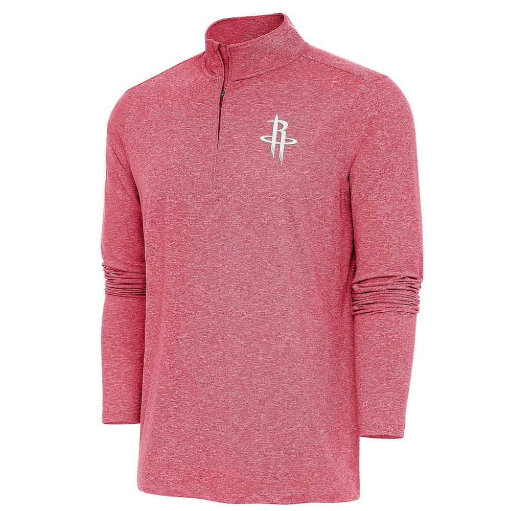 Houston Rockets Antigua Hunk Quarter-Zip Pullover Top Heather Red