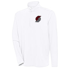 Portland Trail Blazers Antigua Hunk Quarter-Zip Pullover Top White