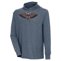 New Orleans Pelicans Antigua Saga Long Sleeve Hoodie T-Shirt Heather Navy