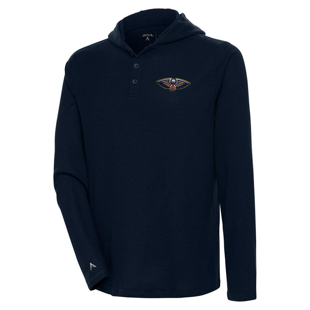 New Orleans Pelicans Antigua Strong Hold Long Sleeve Henley Hoodie T-Shirt Navy