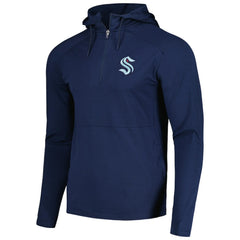 NHL Seattle Kraken Antigua Spikes Raglan Quarter-Zip Hoodie - Heather Navy