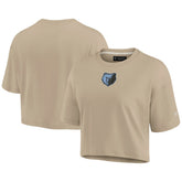 Memphis Grizzlies Women's Elements Super Soft Boxy Cropped T-Shirt Khaki