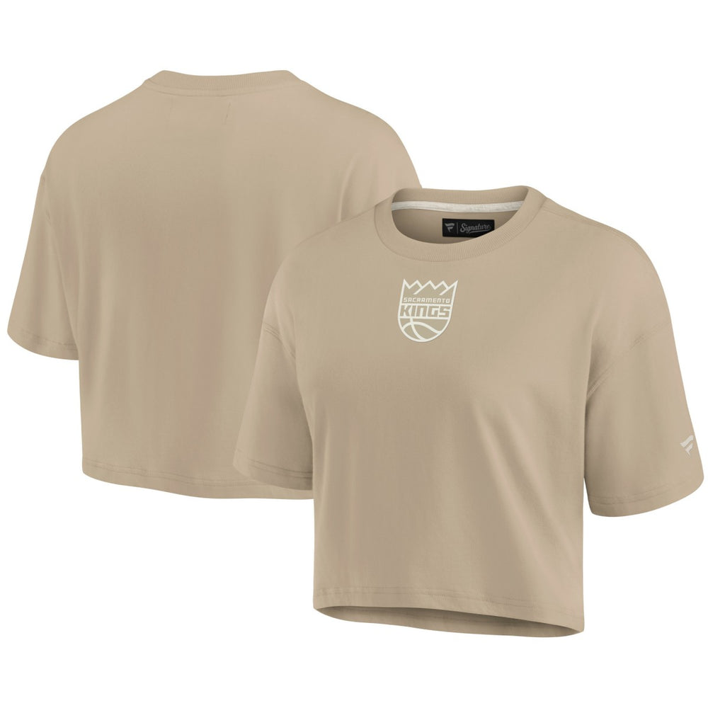 Sacramento Kings Women's Elements Super Soft Boxy Cropped T-Shirt Khaki