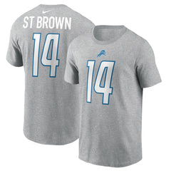 Amon-Ra St. Brown Detroit Lions Player Name & Number T-Shirt Gray
