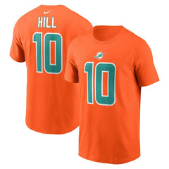 Tyreek Hill Miami Dolphins Player Name & Number T-Shirt Orange