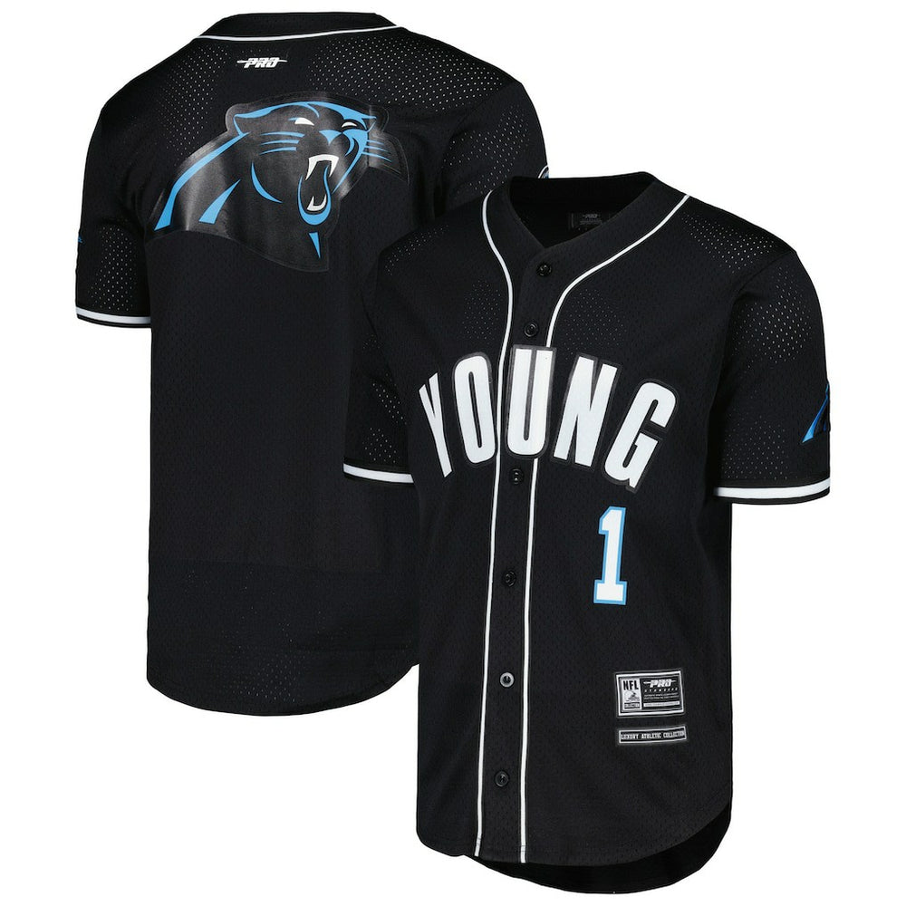 Bryce Young Carolina Panthers Pro Standard Mesh Baseball Button-Up T-Shirt Black