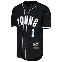 Bryce Young Carolina Panthers Pro Standard Mesh Baseball Button-Up T-Shirt Black