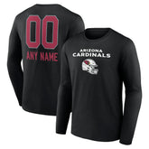 Arizona Cardinals Personalized Name & Number Team Wordmark Long Sleeve T-Shirt Black