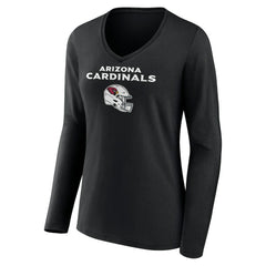 Arizona Cardinals Women's Personalized Name & Number Team Wordmark Long Sleeve V-Neck T-Shirt Black
