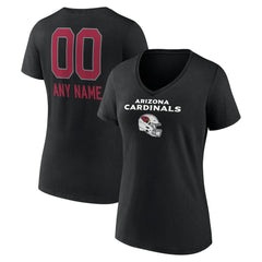 Arizona Cardinals Women's Personalized Name & Number Team Wordmark V-Neck T-Shirt Black