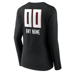 Atlanta Falcons Women's Personalized Name & Number Team Wordmark Long Sleeve V-Neck T-Shirt Black
