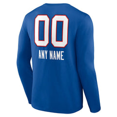 Buffalo Bills Personalized Name & Number Team Wordmark Long Sleeve T-Shirt Royal