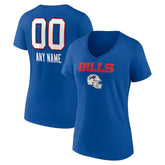 Buffalo Bills Women's Personalized Name & Number Team Wordmark V-Neck T-Shirt Royal