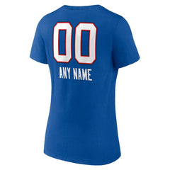 Buffalo Bills Women's Personalized Name & Number Team Wordmark V-Neck T-Shirt Royal