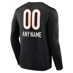 Cincinnati Bengals Personalized Name & Number Team Wordmark Long Sleeve T-Shirt Black