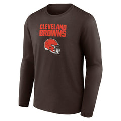 Cleveland Browns Personalized Name & Number Team Wordmark Long Sleeve T-Shirt Brown